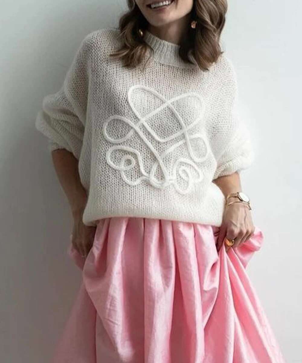 2024 Long O Neck Knitted Loose Pullover Fashion Casual Lantern Sleeve Autumn Winter Sweater Women Tops