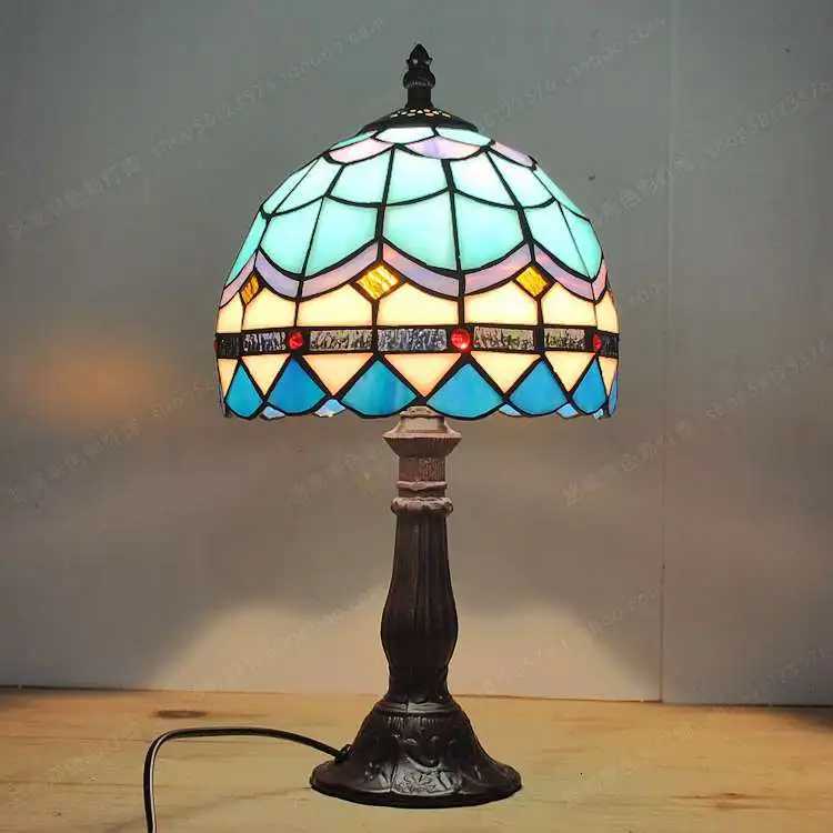 20CM European Style Mediterranean Small Lamp Tiffany Glass Lamps Bedroom Bedside Study Fashion Simple Childrens Lighting M251114