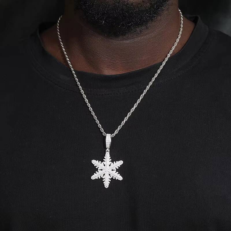 Hot Popular Christmas Day Present 925 Solid Silver Gra Certified Moissanite Snowflake Pendant Luxury Jewelry