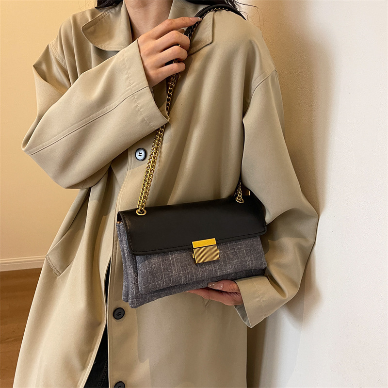 Niche Design Armpit For Women New Korean Retro Contrast Color Chain Shoulder Crossbody Women's Trendy Bag