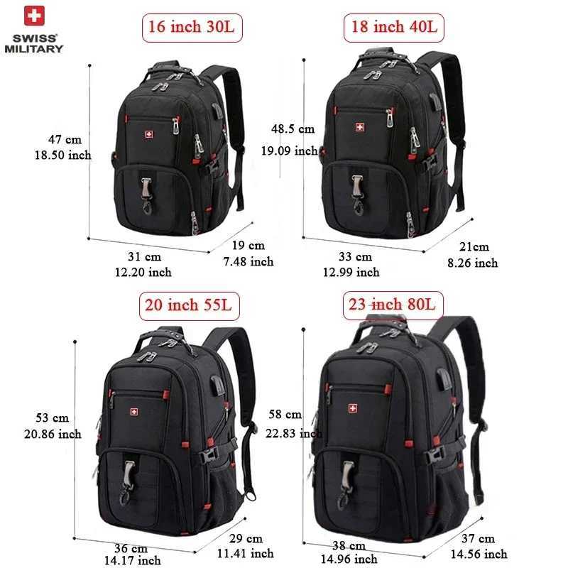 SWISS 17 Laptop Backpack Waterproof USB Charge Port Swiss-style Multifunctional Rucksack Schoolbag Mochila Hiking Travel bagW251113