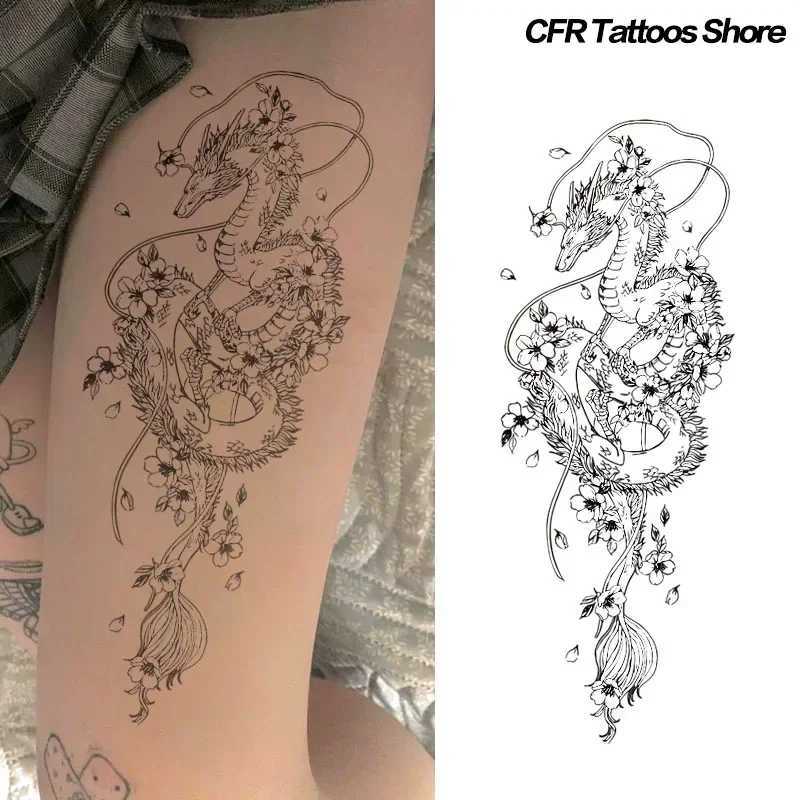 Beautiful Dragon Herbal Juice Tattoo Stickers Temporary Tattoos Fake Tattoos Cool Things Stickers Wholesale Facial Gifts ArtXJ25414