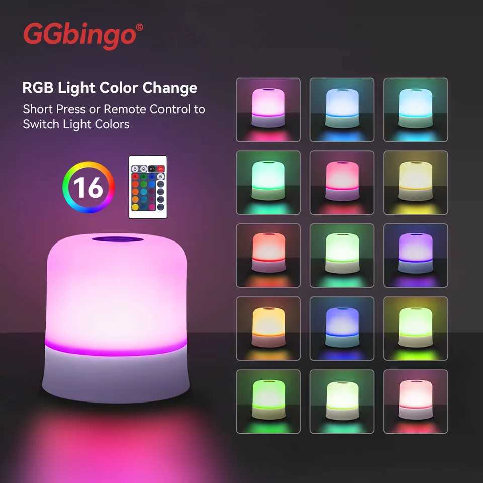 GGbingo Touch Night Light Rechargeable Remote Control Night Light RGB Dimmable Table Lamp Ambient Light for Bedroom Living Room M251114