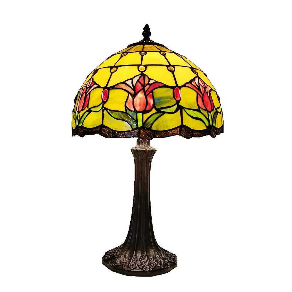 30CM American Country Tulip Desk Lamp Tiffany Style Bedroom Headboard Office Desk Decorative Lamp Warm Color Antique Countryside M251114