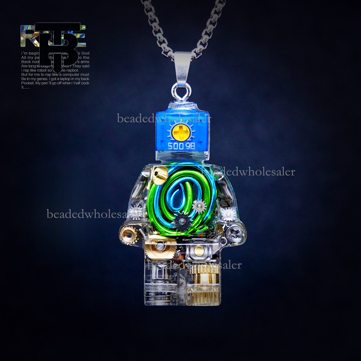 TB BHULAMTE Designer Original Fashion Necklace Y2K New Cyberpunk Style Necklace Colorful Neon Robot Pendant Luxury Jewelry Keychain