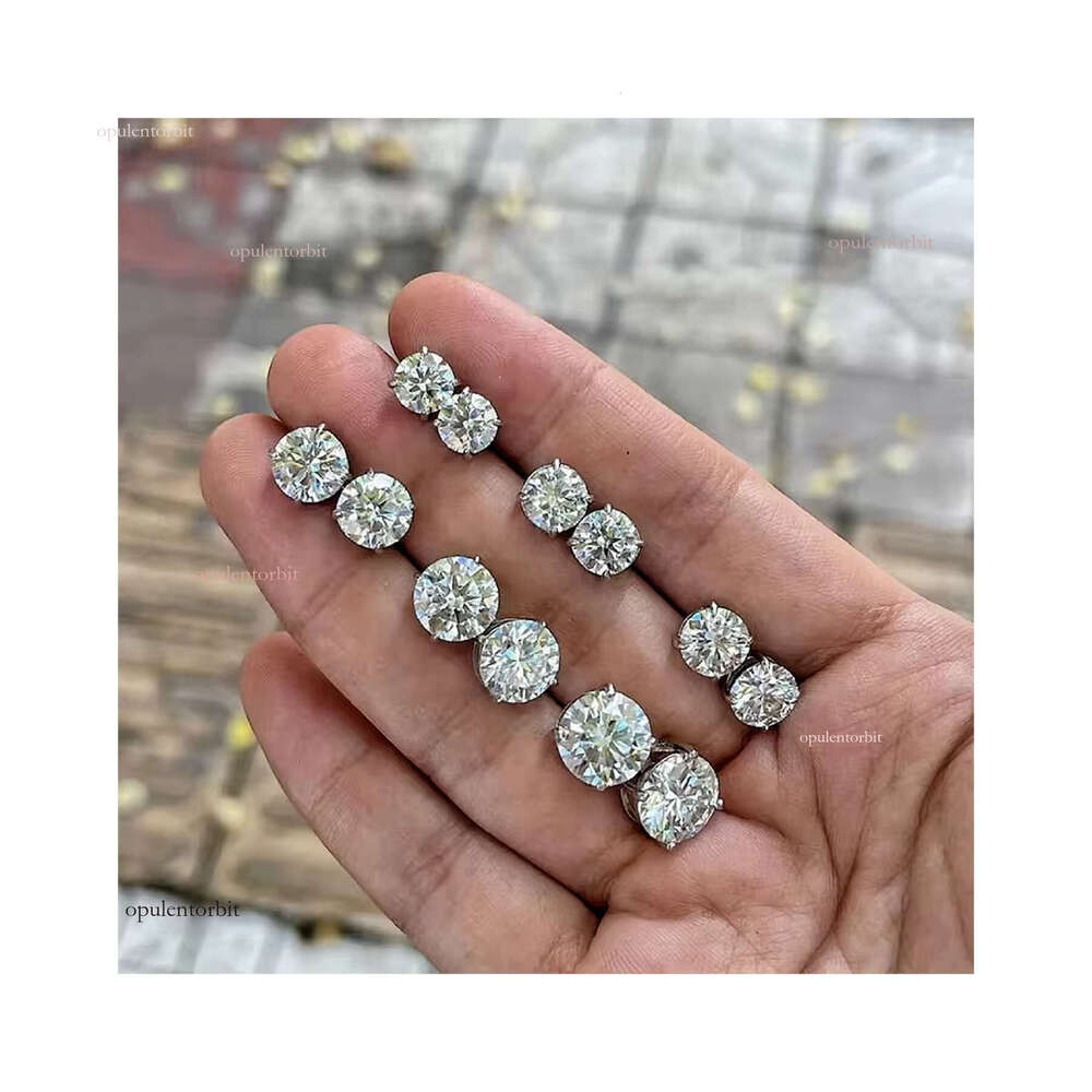 Classic 0.5ct 1ct 2ct 3ct 4ct VVS plated gold and sier silica earrings