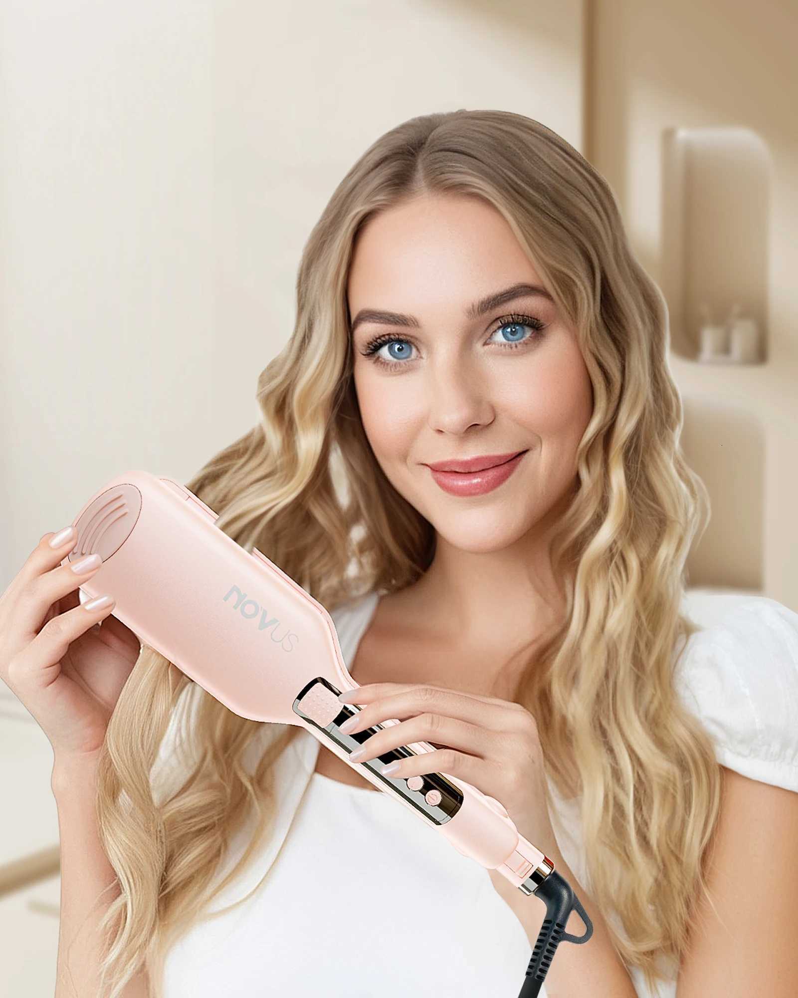 Wave Curling Iron Adjustable Temperature for Different Hair Types Creates Loose or Deep Waves Depending on Styling TechniqueT251114