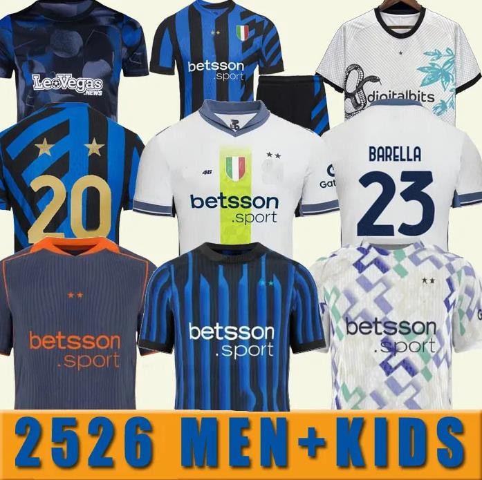 maglia InTErs 25 26 LUKAKU LAUTARO Milans Soccer Jerseys ANNIVERSARY CORREA DZEKO BARELLA SKRINIAR BROZOVIC Home Away Football Shirt Men Kids Kit