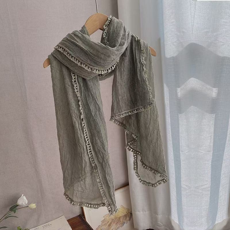 T472 literary cotton and linen scarf retro temperament autumn and winter thin shawl new spring and autumn gauze scarf