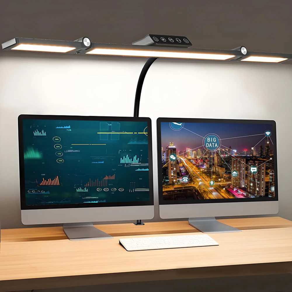 24W Ultra Bright LED Desk Lamp with Clamp 3 Head Automatic Dimming Atmosphere Lighting LED Table Lamps for Office Computer Dest M251114