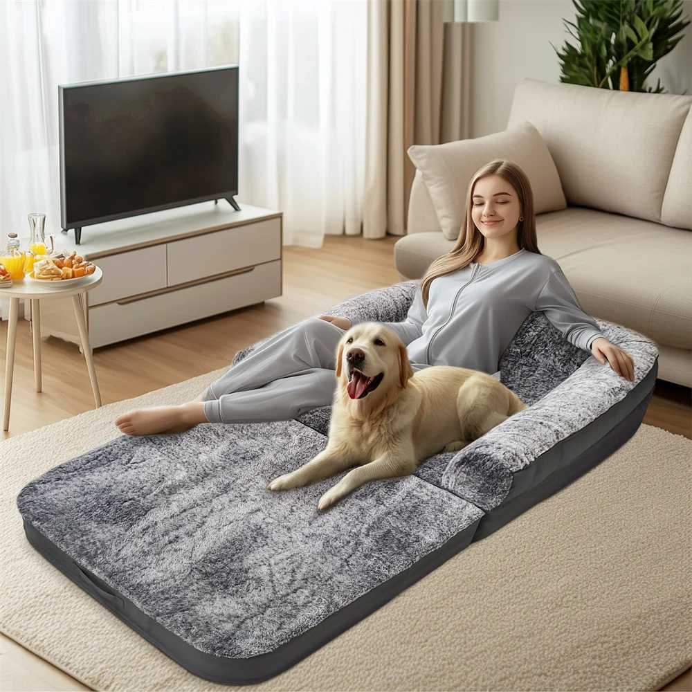 Foldable adult dog bed 2-in-1 quiet large dog bed washable waterproof dog bed sofa bed plush cover large lounge X250412