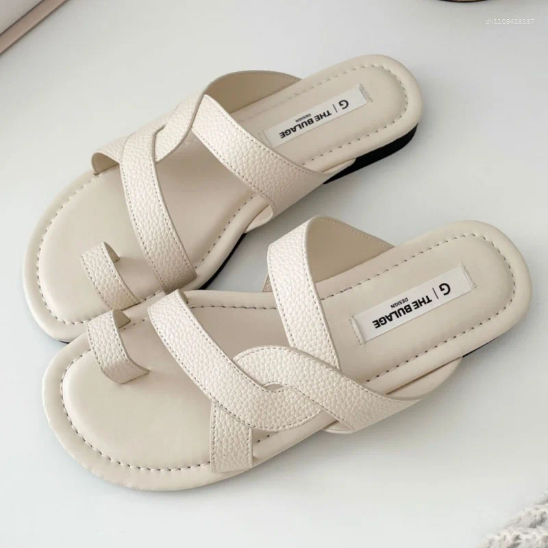 Slippers Women Sandals Retro Gladiator Casual Pumps hot Genuine Leather Low Heels Office Ladies Shoes Woman Summer Fashion Concise