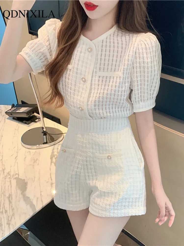 2024 Summer Womens Shorts Set Korean Fashion Shorts Sve Top and Shorts 2-piece Set Womens Shorts SetXJ250414