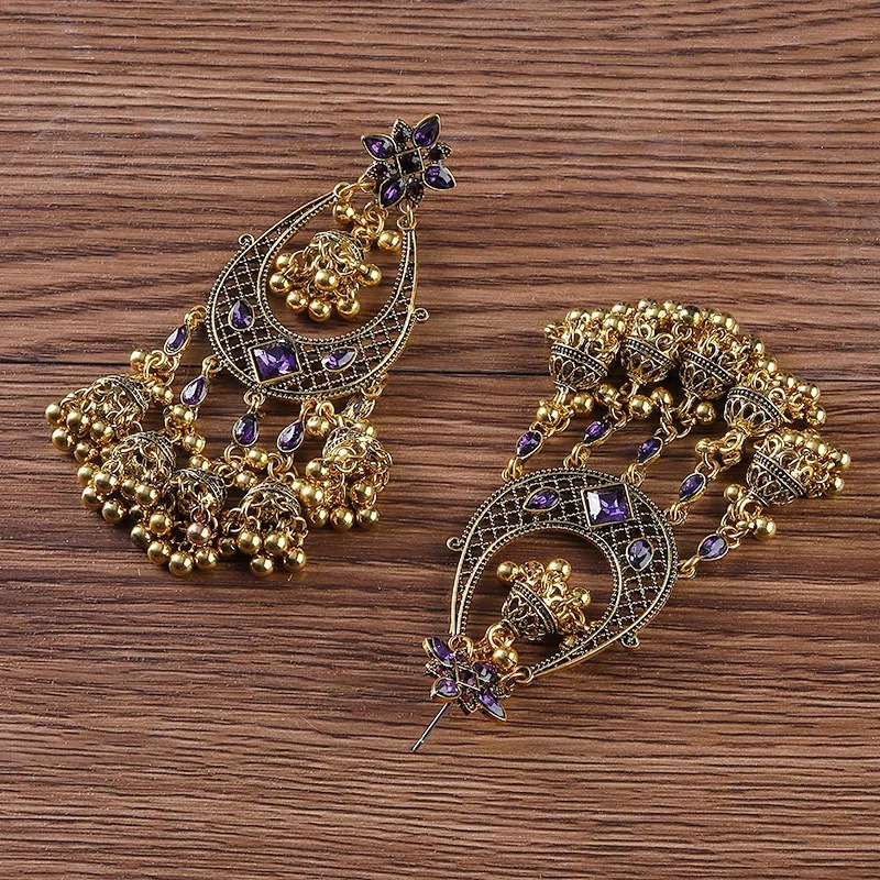 Middle Eastern exotic retro jewellery earrings women ladies earrings for woman tassels long bells birdcage jewelry accessorie 250411