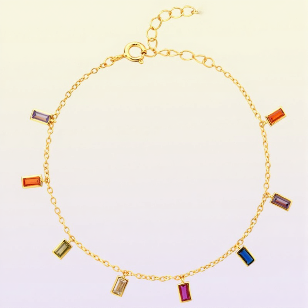 ANDYWEN 925 Sterling Silver Colorful Rainbow Bracelet Soft Chain Crystal CZ Bangle Soft Luxury Women Party Rock Punk European 2012