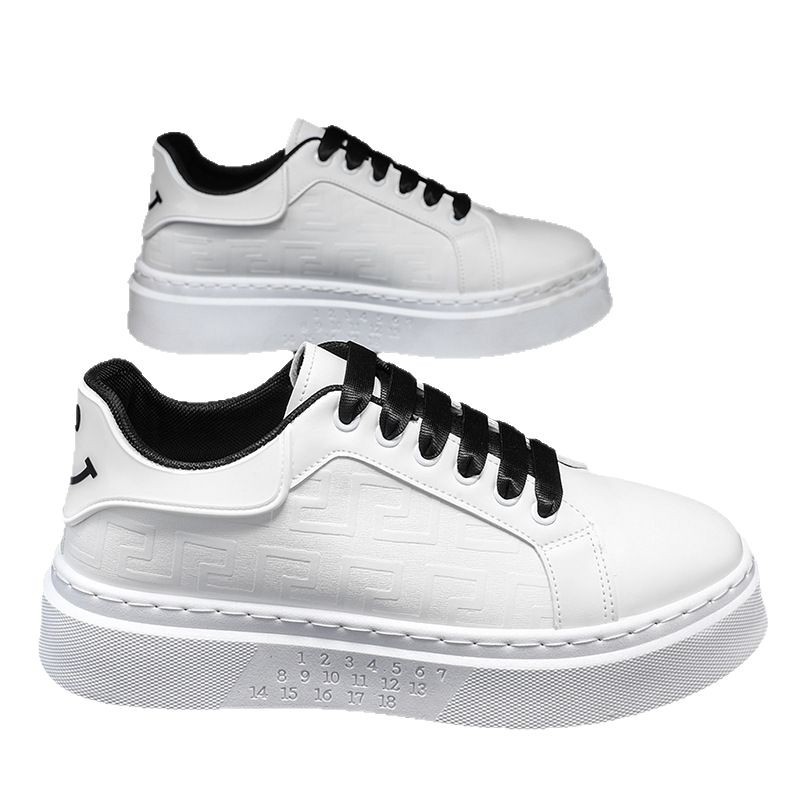 Free shipping designer casual shoes men flat shoes trendy fashion comfortable thick soled height increasing flat shoes white