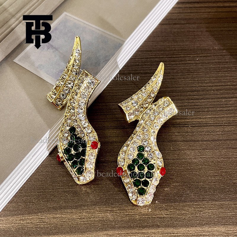 TB BHULAMTE Designer Fashion Exaggerated Serpentine Necklace Punk Personalized Hip Hop Earrings Cool Street Micro Inlaid Diamond Versatile Women'