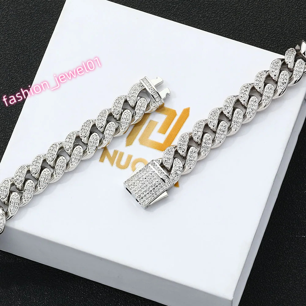 ESKEEM Hip Hop Jewellery Woman Set 12mm Cuban Link Chain Iced Out 2 Rows CZ Diamond Miami Snap Clasp Cuban Necklace