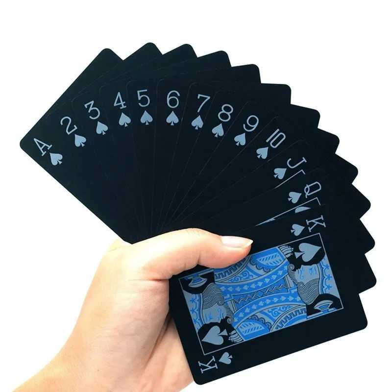 Black Blue Playing Cards Board Games PVC Child Kids Toys Waterproof Children Toy White Deck Card Game Set Collect Gift C251114