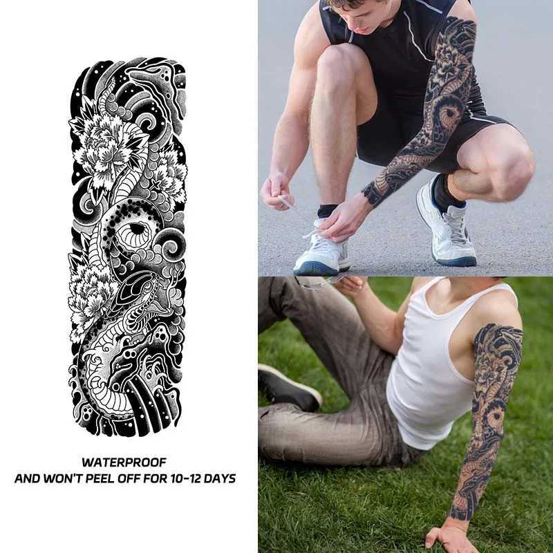 Sea snake full arm waterproof temporary tattoo sticker lasting 1-2 weeks real semi permanent fake tattooXJ25414
