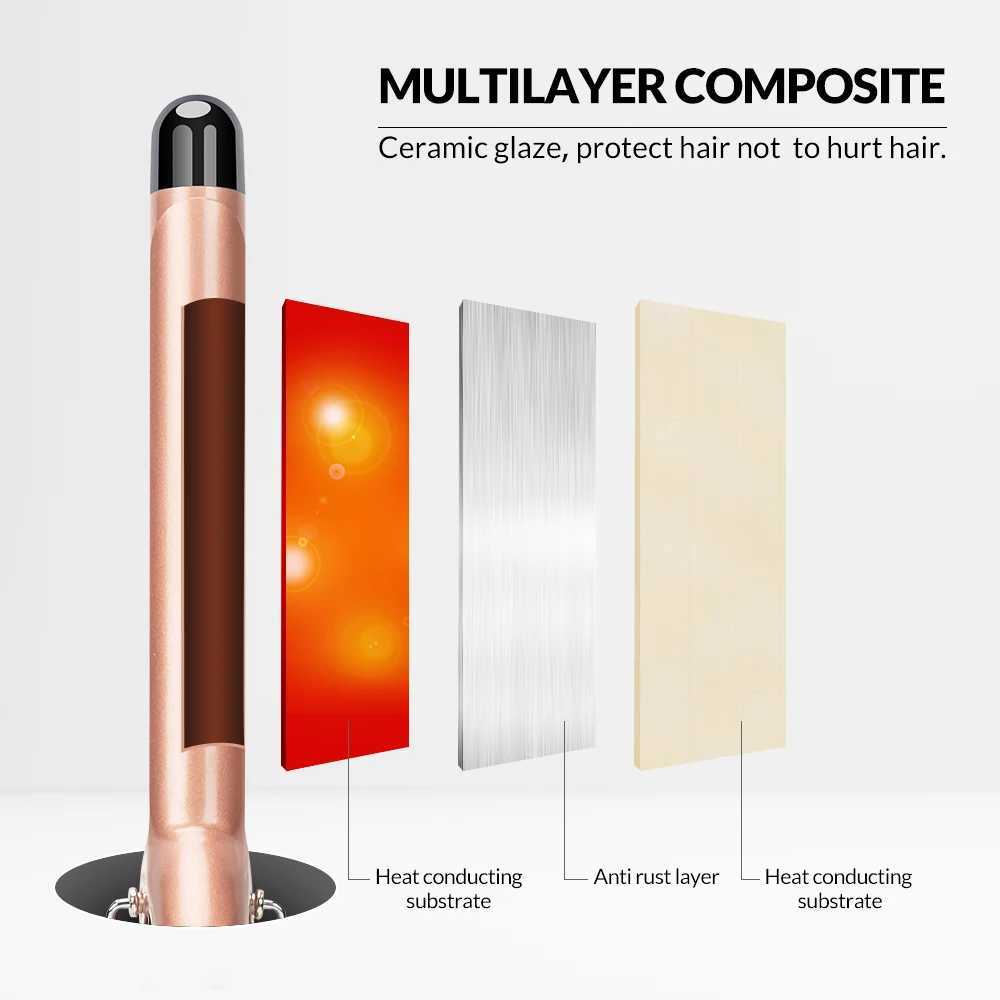 LCD Curlers Electric Single Tube Ceramic Glaze Pear Flower Cone Professional Roller Adjustment Temperature Hair Curl Irons ToolsT251114