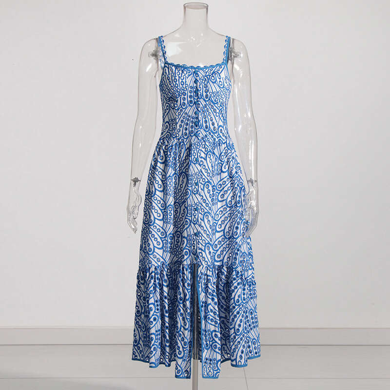 Designer Floral Embroidered Women's Camisole Long Dress - High Waisted, Sleek, and Comfortable Design