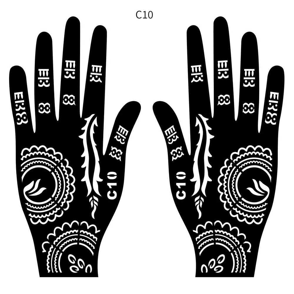 2pcs Flower Moon Pattern Tattoo Template Hand drawn Fingernail Flower Tattoo Template Female Reusable Tattoo Mold ToolXJ25414