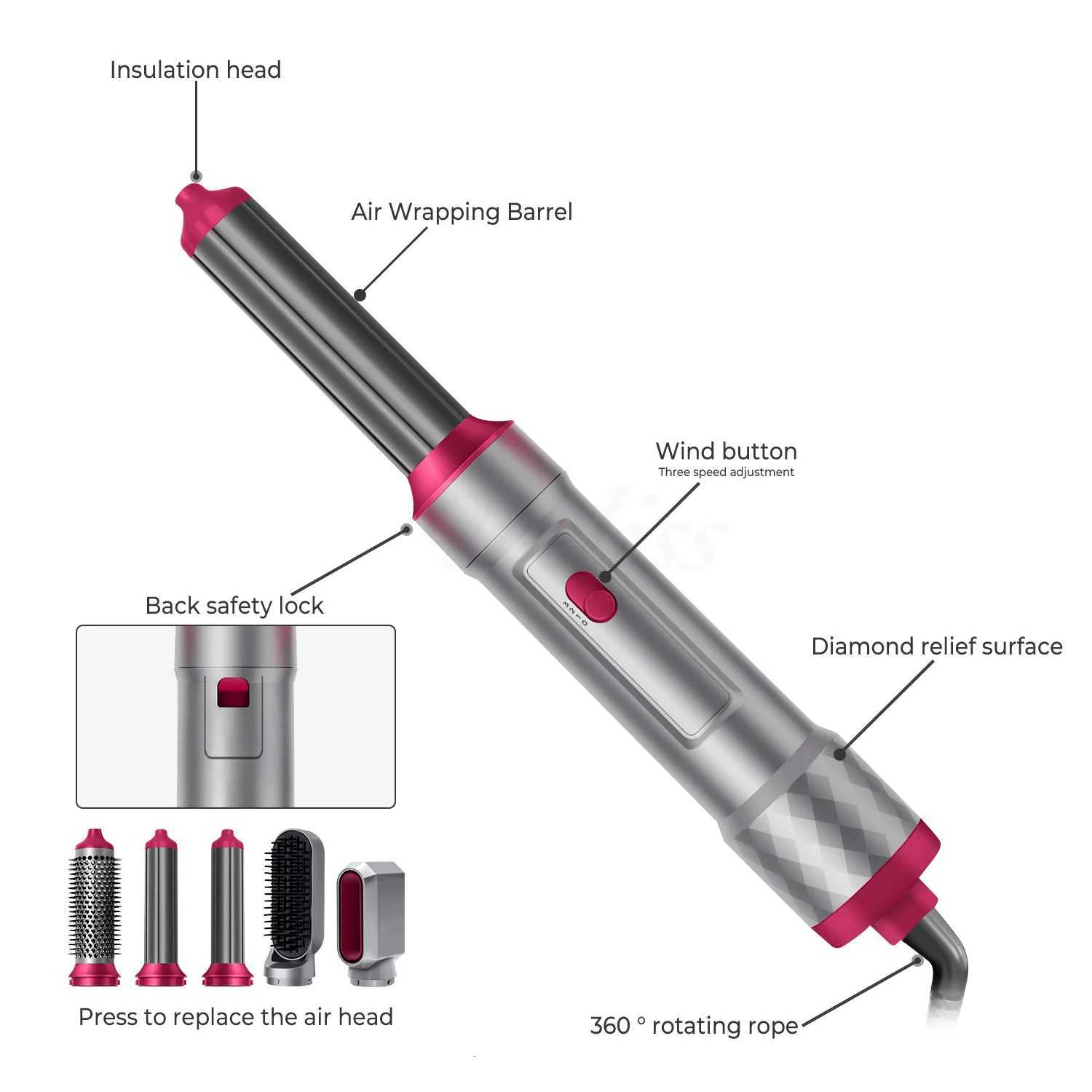 New 5 In1 Hair Dryer Curling Iron Straightener Hair Brush Electric Hairdryer Curling Wand Styling Comb Multi Hair StylerT251114