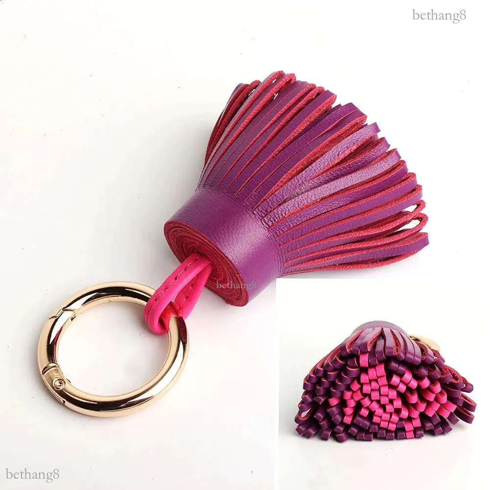 Cute Soft Genuine Lambskin Leather Tassel Keychain Pendant Key Chain For Women Bag Charms Girls Backpack Accessories Gifts 241227