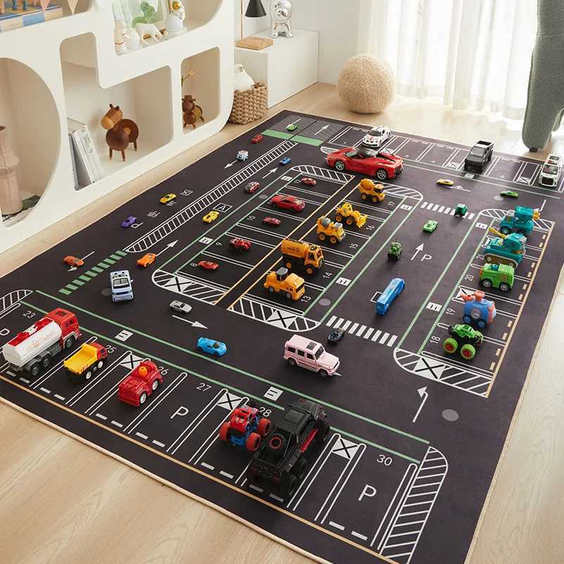 VIKAMA cartoon car transportation childrens carpet game room baby crawling mat home decoration crystal velvet living room bedroom floor mat S25414