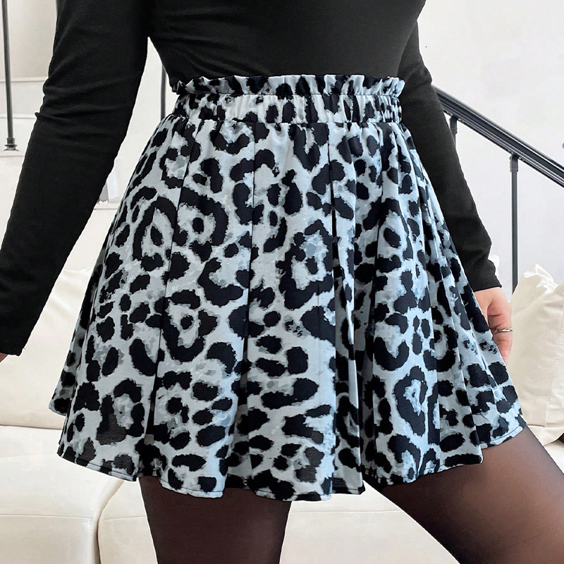 Womens 2025 sexy spicy girl black and white leopard print skirt versatile high waisted A-line skirt short skirt