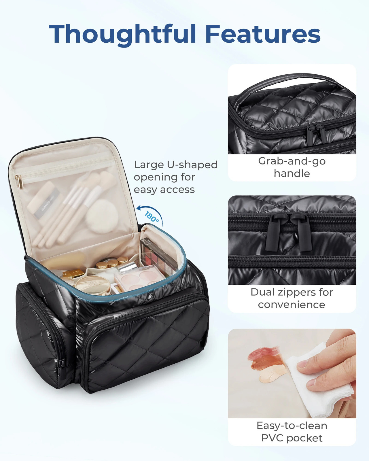 BAGSMART Cosmetic Bag for Women Makeup Large Capacity Storage Bag Lightweight Wide-open Make Up Organizer Bag Travel Essentials 250407