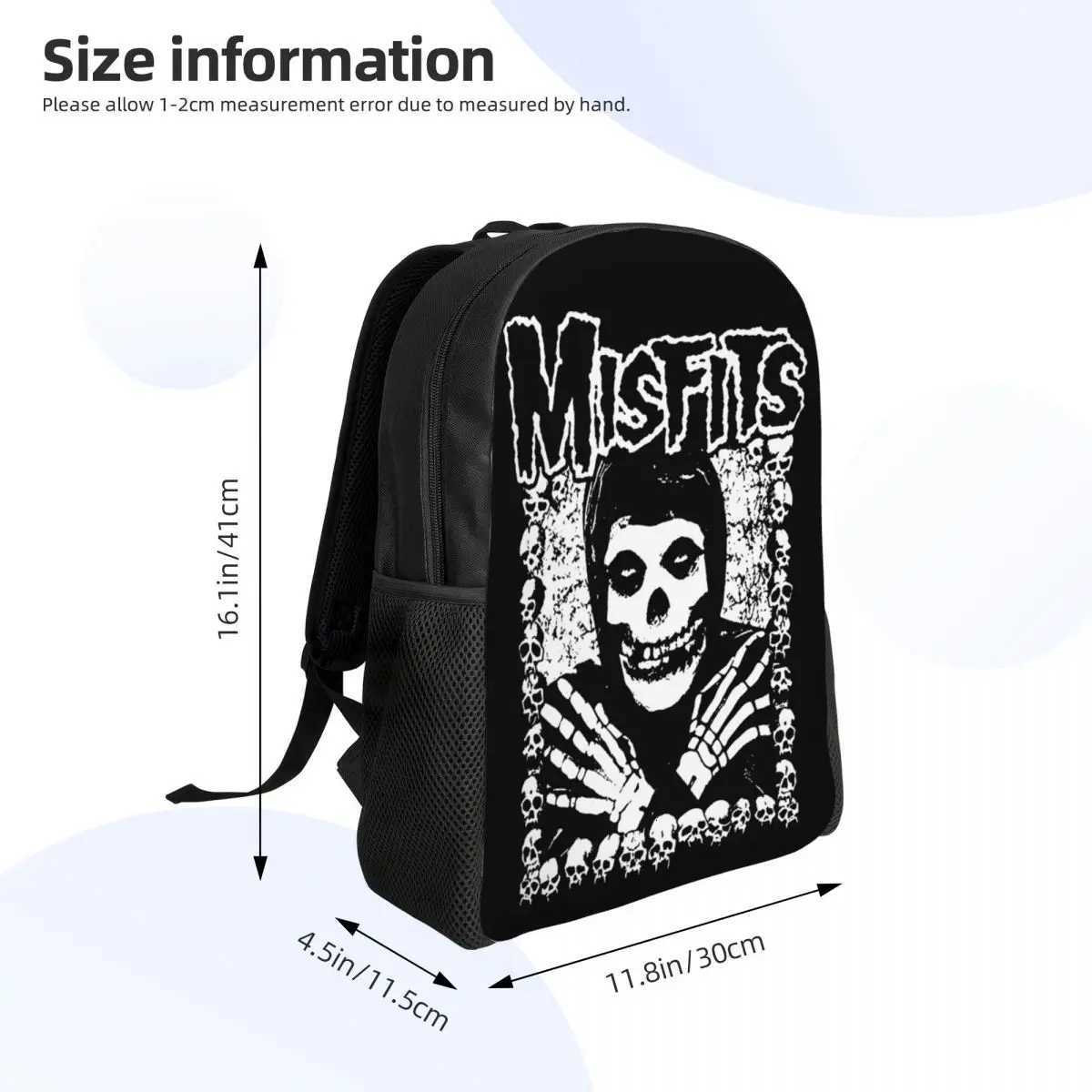 Custom Misfits Rock Punk Skull Laptop Backpack Women Men Fashion Bookbag for College School Students BagsW251113