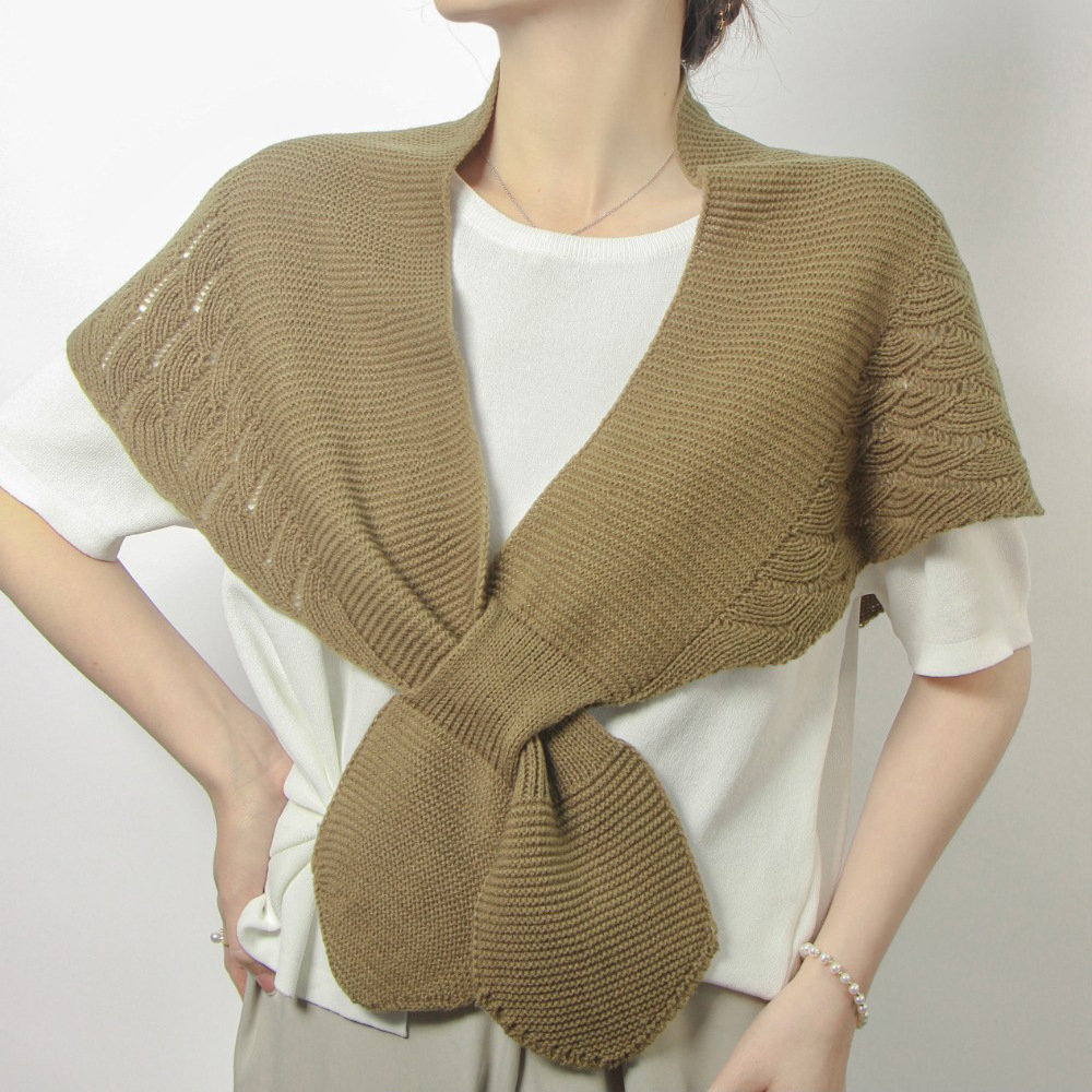 K387 Fishtail pattern small shawl outer wear celebrity style spring and summer cervical vertebrae protection knitted air-conditioned room mermaid shou