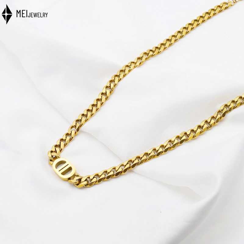Hip Hop TrenDY StainlESS Steel Cuban Chain Personality Double D Necklace Earrings Jewelry Set Does Not Fade K251114