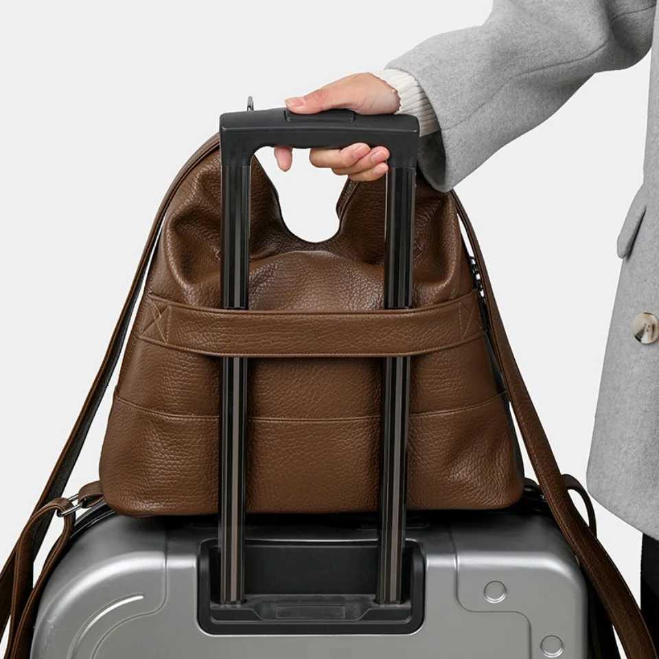 High Quality Leather Backpack Women Travel Bagpack Female Large Capacity School Backpack Shoulder Bags for Women 2025 Sac A DosW251113