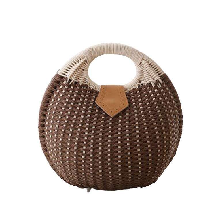 Handmade Beach Bag 2018 Fashion Vacation Beach Women's Handheld Vine Contrast Color Shell Grass Weaving Bag Kq2