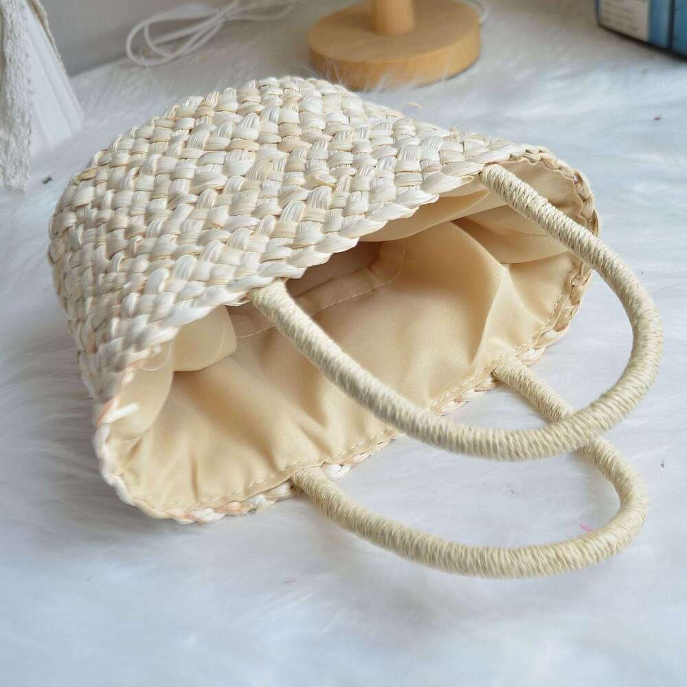 Handmade Beach Bag Fashionable And Casual Straw High-Quality Corn Skin Woven Handbag, Beach Bag, Children's Small Bag Kq2