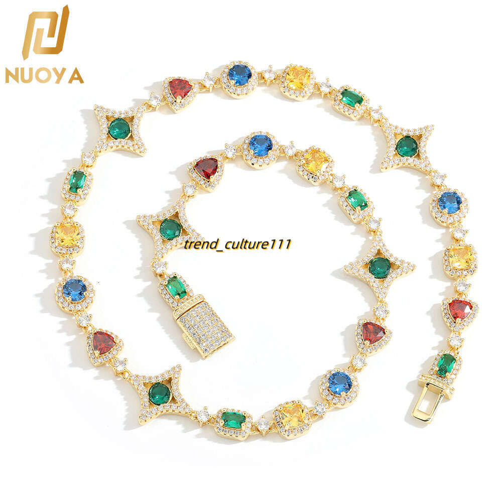 Jewelry, hip-hop, colorful necklace, women's accessories, high-end Moissanite men's bracelet