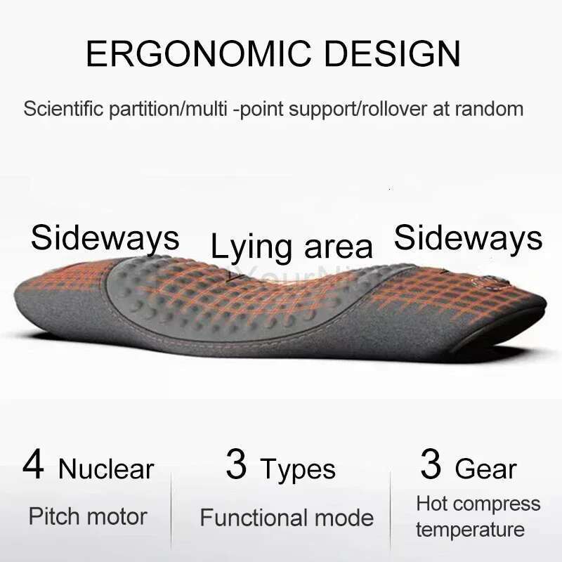 Multifunctional Electric Heating Massage Lumbar Pillow Protcetion Relax Cushion Ergonomically Designed Waist Support Pad