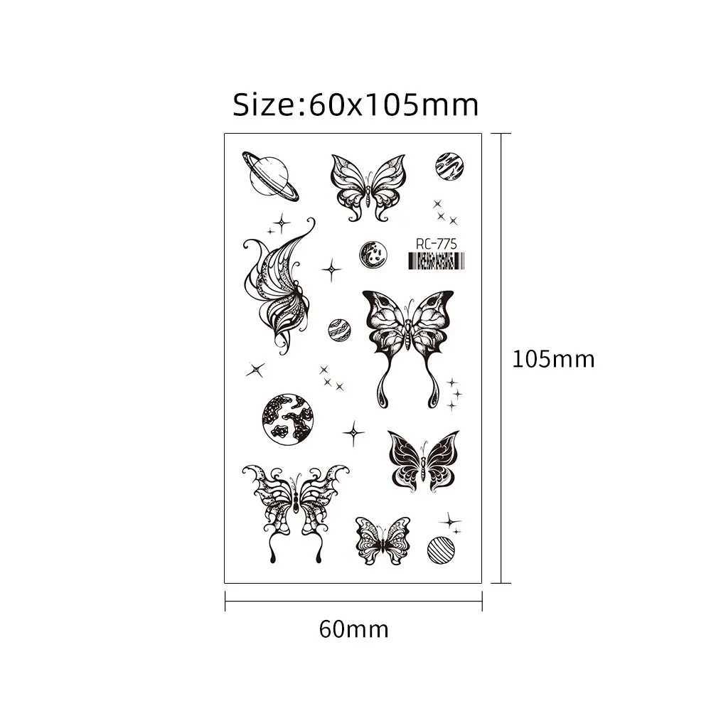 Dark Butterfly Sexy Waterproof Temporary Tattoo Sticker Indian Female Back and Waist Flash Tattoo Girl Body Art Fake Tattoo RealXJ25414