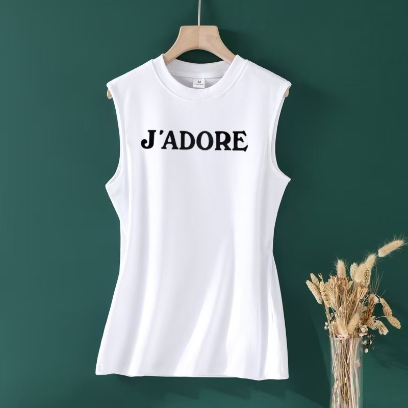 Designer Summer Women's Round Neck Sleeveless T-shirt! Fashionable and versatile pure cotton top