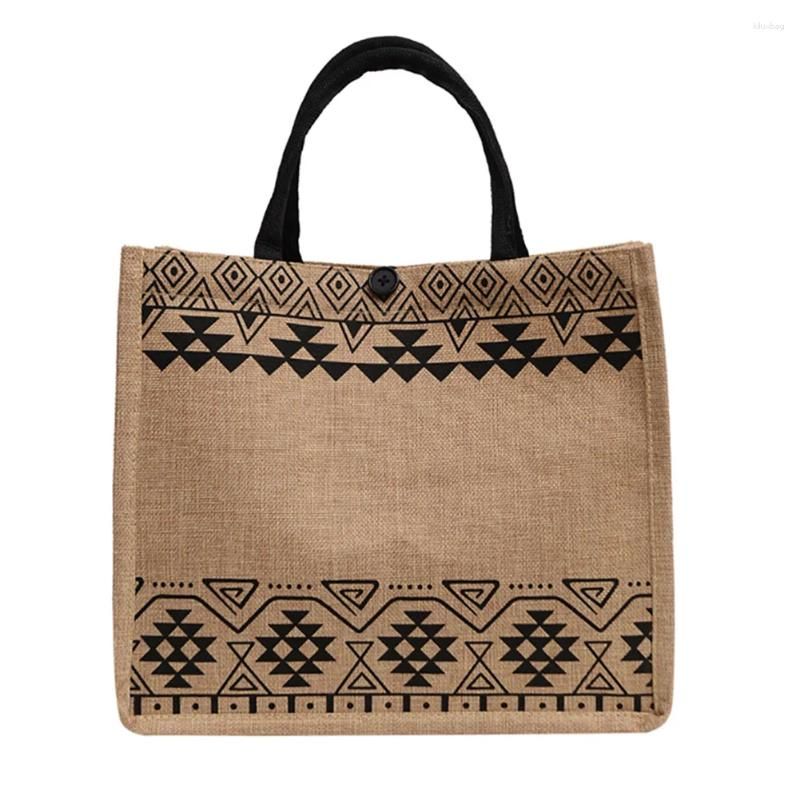 Designer Evening Bags Totes Women Vintage Burlap Handbag Portable Beach Bags Reusable Jute Shopping