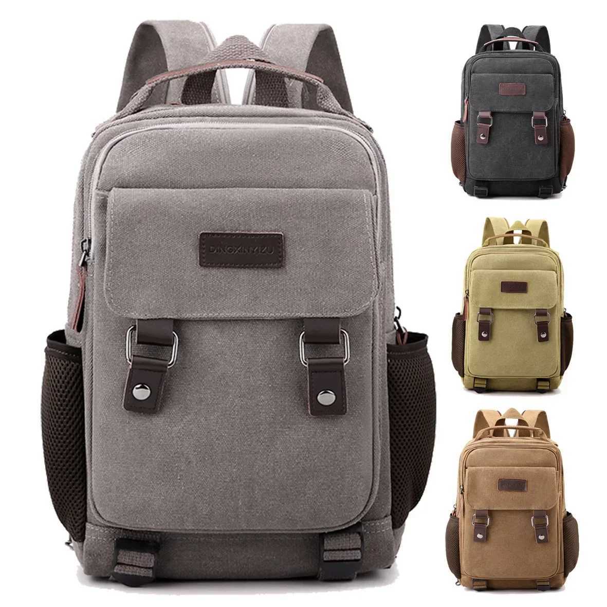 Small Mens Backpack Canvas Casual Backpacks for Men 2025 Mini Male School Bag Rucksack Man Multi-function Crossbody Bag TravelW251113