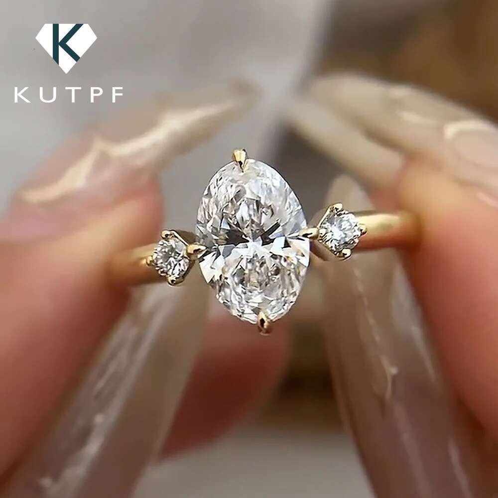 2Carat Oval Cut Moissanite Engagement Rings with Certificate 925 Sterling Silver Diamond Wedding Ring for Women Fine Jewelry
