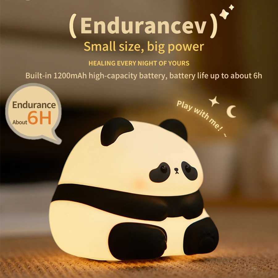 USB Rechargeable LED Night Light Cute Cartoon Panda Silicone Lamp Timing Function Desk Bedside Decor Children Nightlight Gift M251114