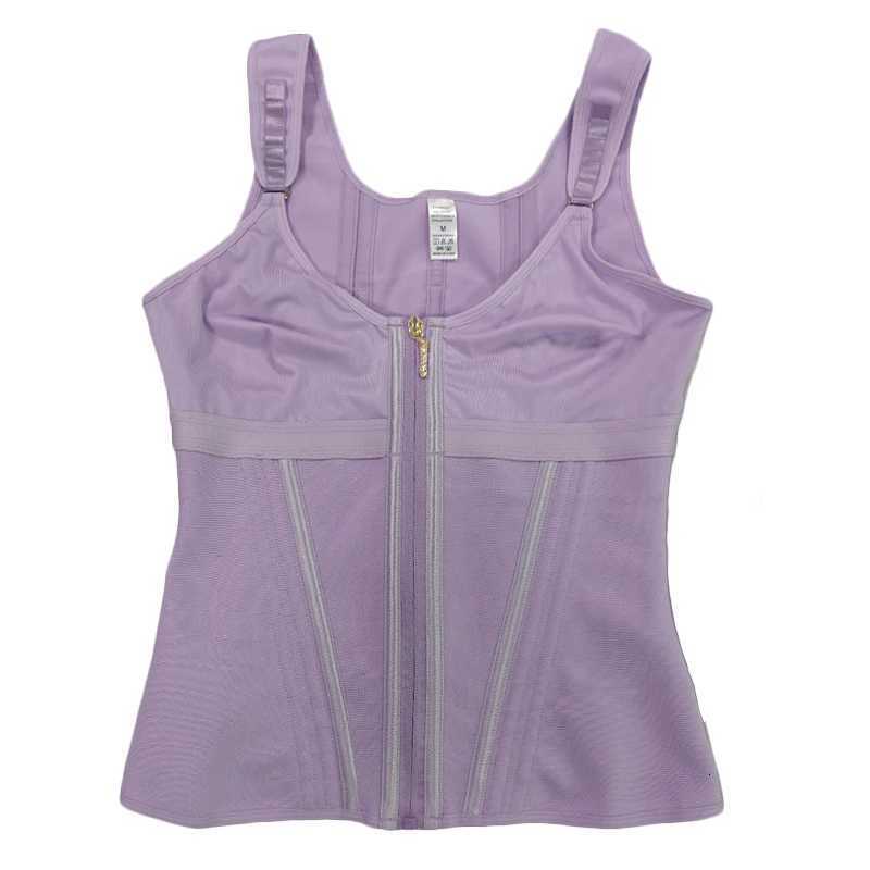 Purple Vest Faja Colombian Girdle High Compression Waist with Zipper Slimming Tummy Control Shapewear Body Shaper Corset W251114
