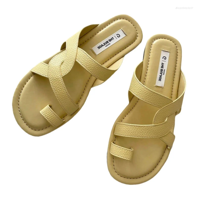 Slippers Women Sandals Retro Gladiator Casual Pumps hot Genuine Leather Low Heels Office Ladies Shoes Woman Summer Fashion Concise