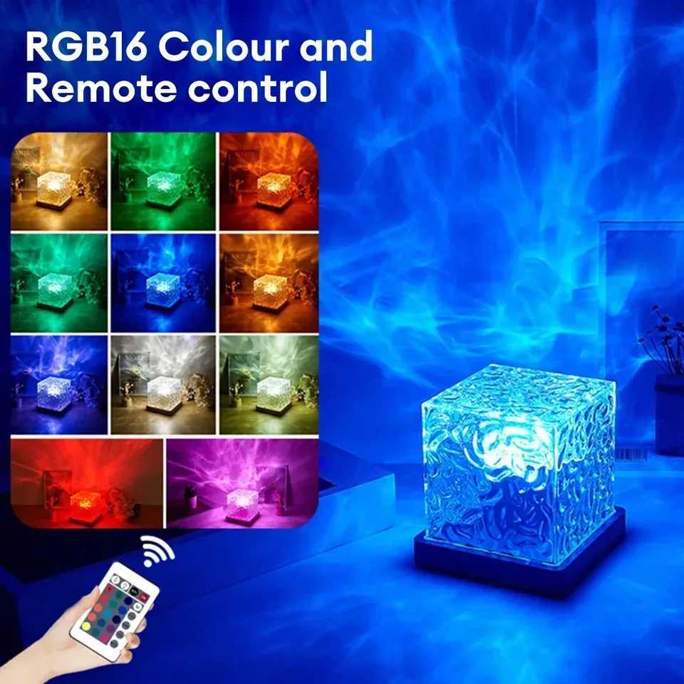 Water Ripples Lights Lamp Ocean Water Projector Light Luminorthe lumena Lights Bedroom Decor 16 Colors Rotating Flame Nightlight M251114