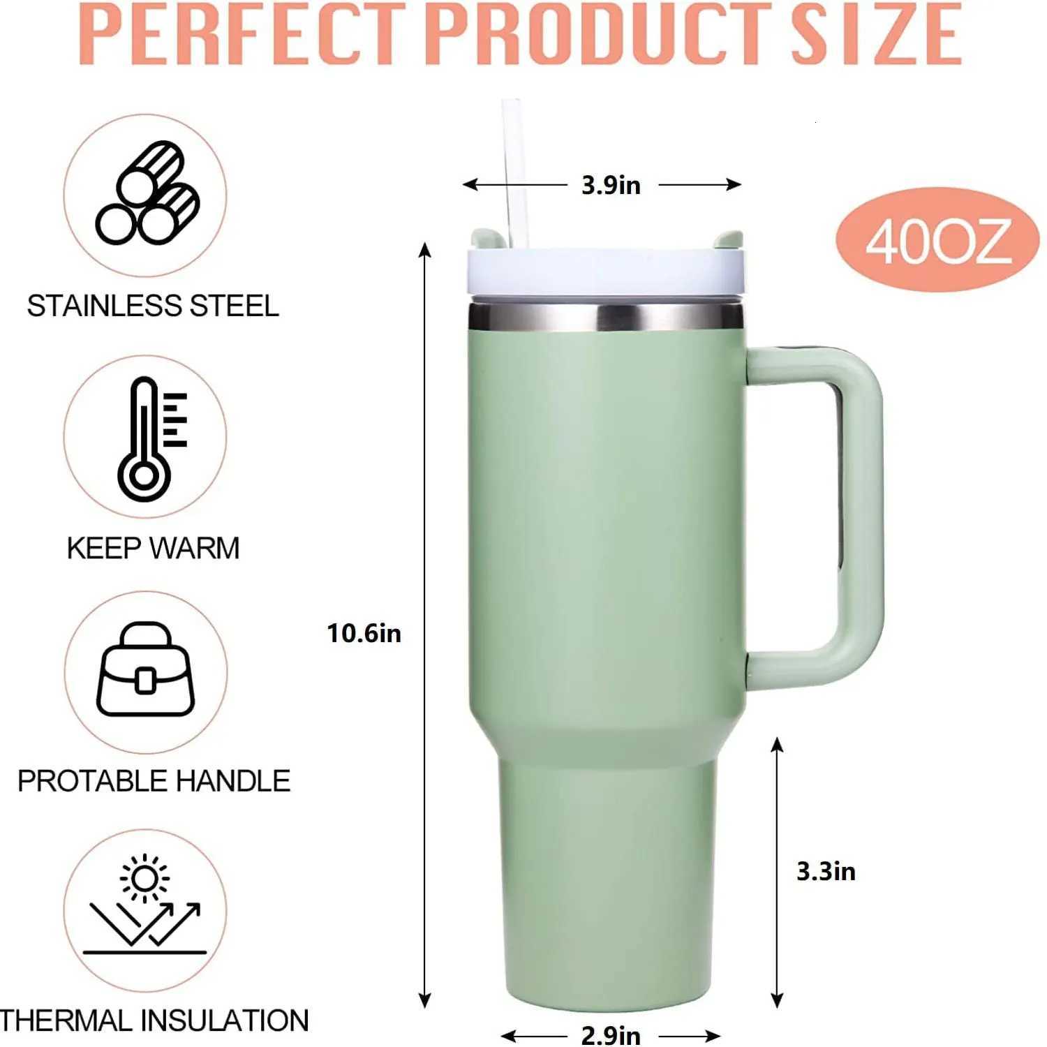 Insulated Tumbler with Hanlde 1200ml Metal Stainless Steel Vacuum Portable Straw Cup Large Thermal Mug for Hot and Cold Coffee C251114